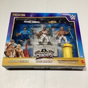 Knuckle Crunchers John Cena, The Rock & Cody Rhodes Action Figure Set New Sealed